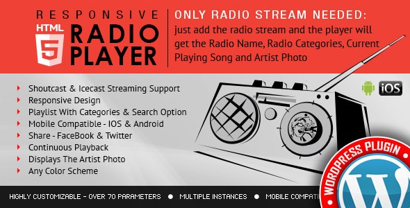 PREV Shoutcast Radio Player WP