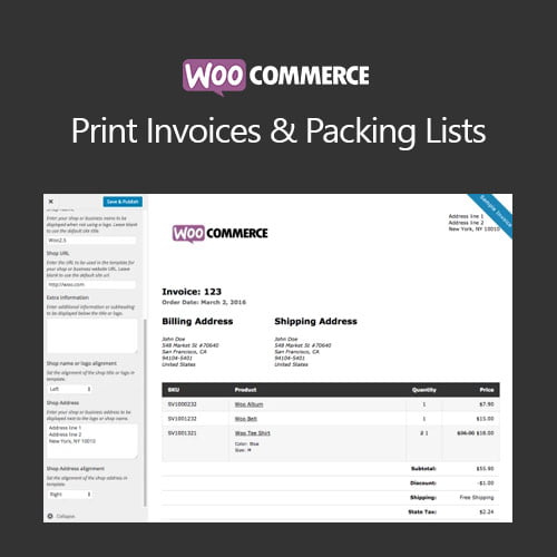 WooCommerce Print Invoices Packing Lists