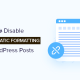 disable automatic formatting in WordPress posts og